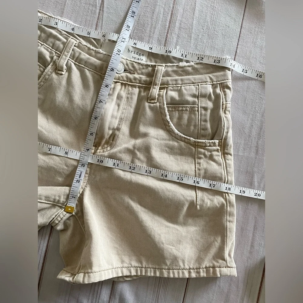 Bridge by GLY Mom Cuffed Shorts Womens 24 Tan Mid Rise Distressed Khaki Boho - Picture 12 of 15